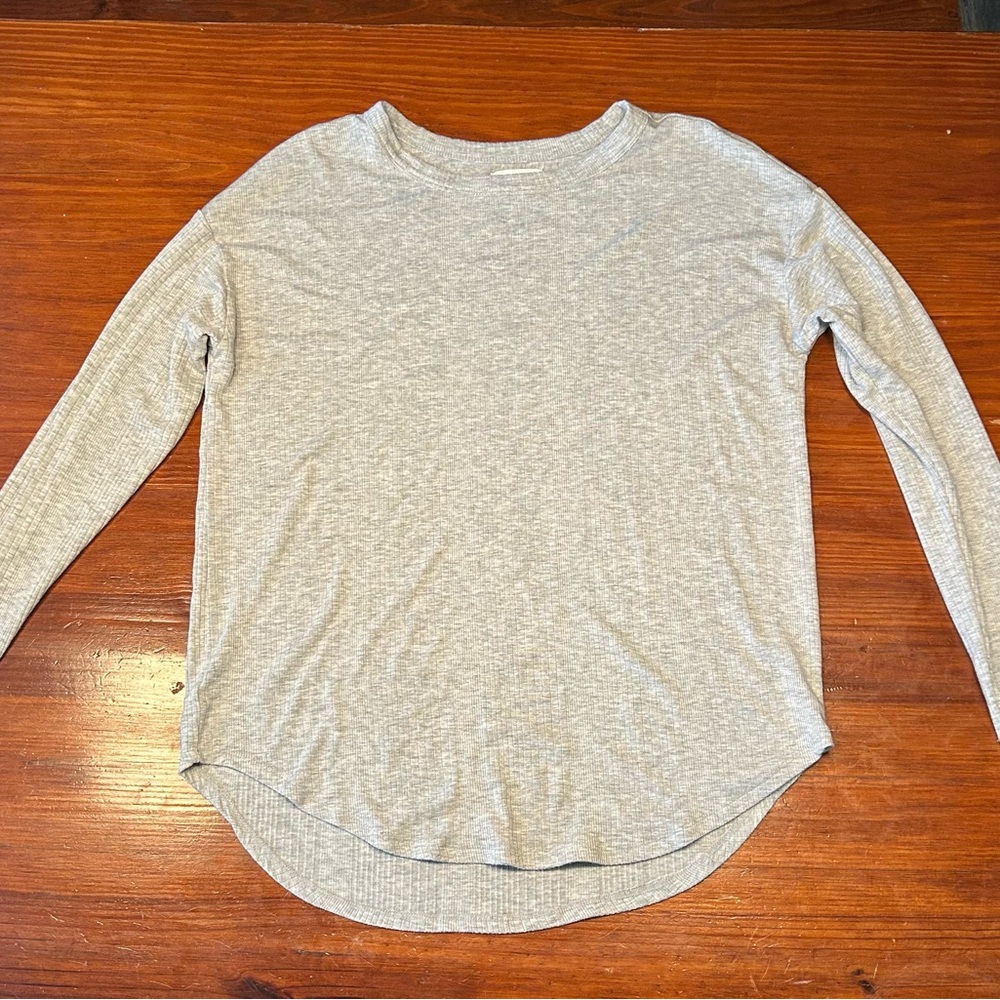 Lou & Grey Heather Gray Ribbed Long Sleeve Top